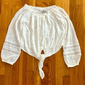 Hollister ivory gauze tie front blouse XS
